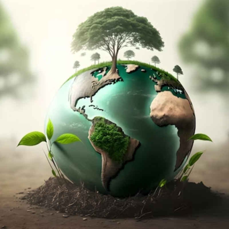 De planeet Aarde met een boom die erop groeit